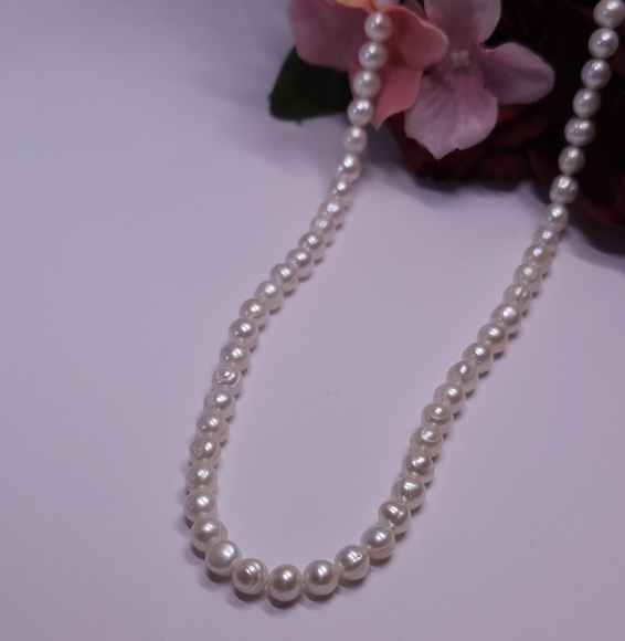 Handmade Genuine Rose Akoya Pearl Necklace Sterling Silver Clasp 16" Choker - Picture 15 of 16